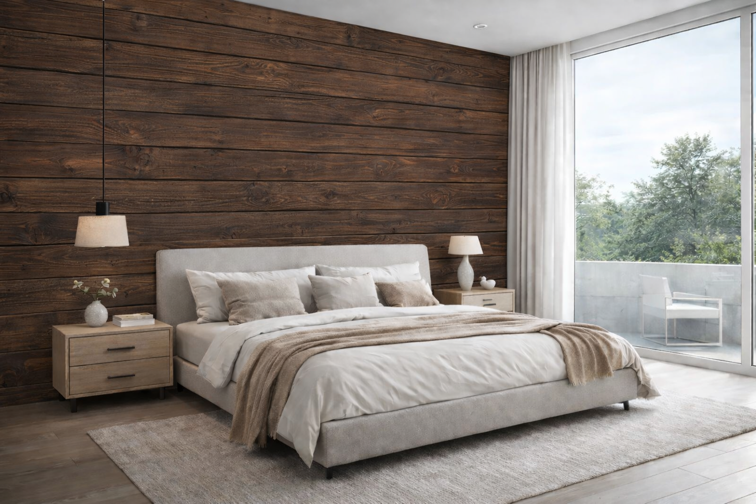 Rustykalna deska na ścianę Tabacco Wood 4 - ciemny brąz - elevante - Wall Decor