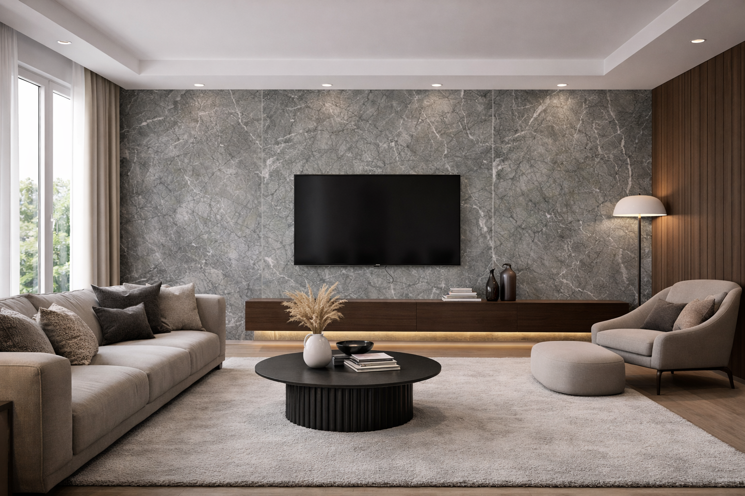 Panel ścienny z wzorem HD – Elegant Grey Limestone 5019 - elevante - Wall Decor