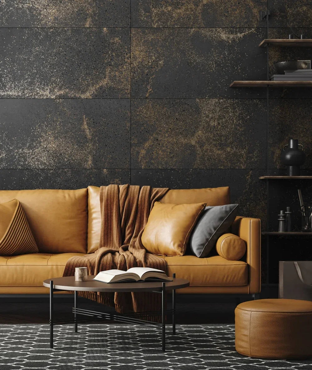 DS - (grafitowy, złote kruszywo) - płyta beton architektoniczny ultralekka - elevante - Wall Decor