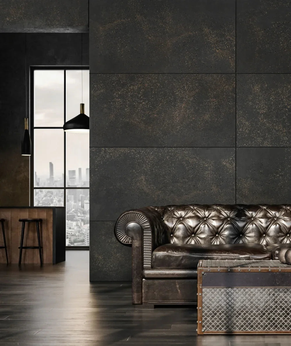 DS - (grafitowy, złote kruszywo) - płyta beton architektoniczny ultralekka - elevante - Wall Decor