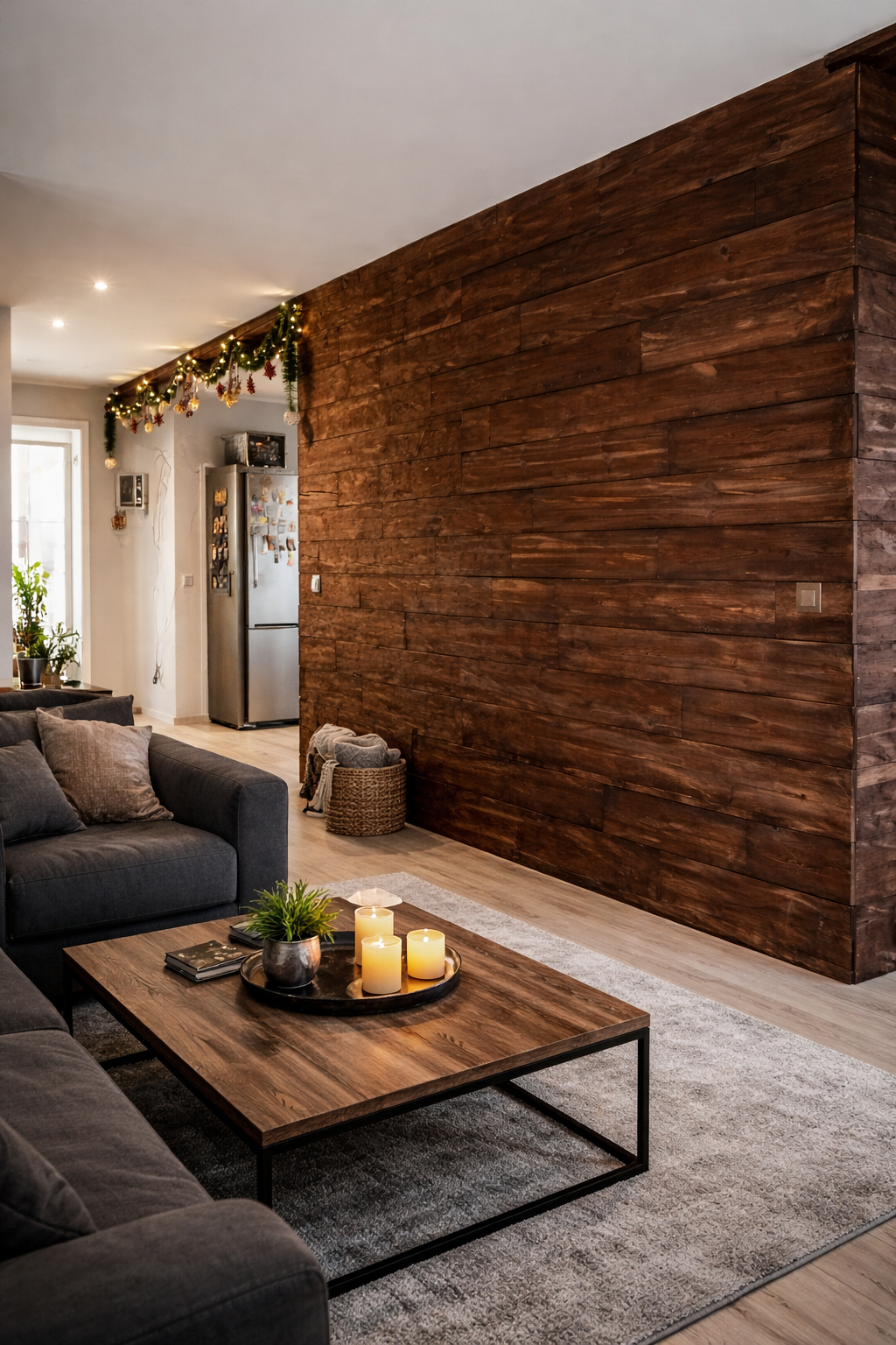 Rustykalna deska na ścianę Tabacco Wood 4 - ciemny brąz - elevante - Wall Decor