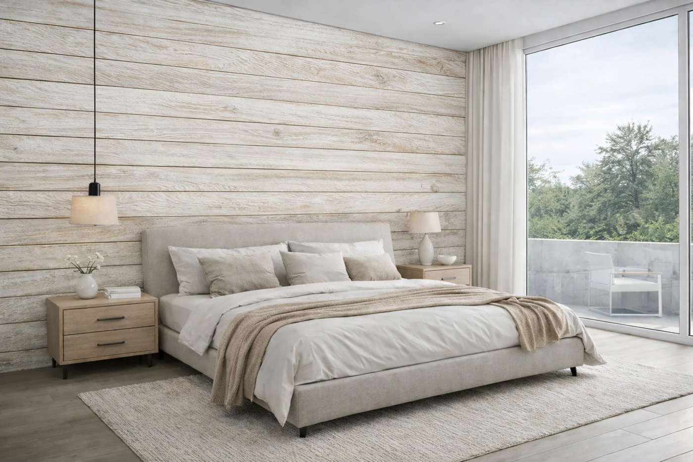 Salon w stylu japandi – drewno na ścianę Natural Oak Elevante