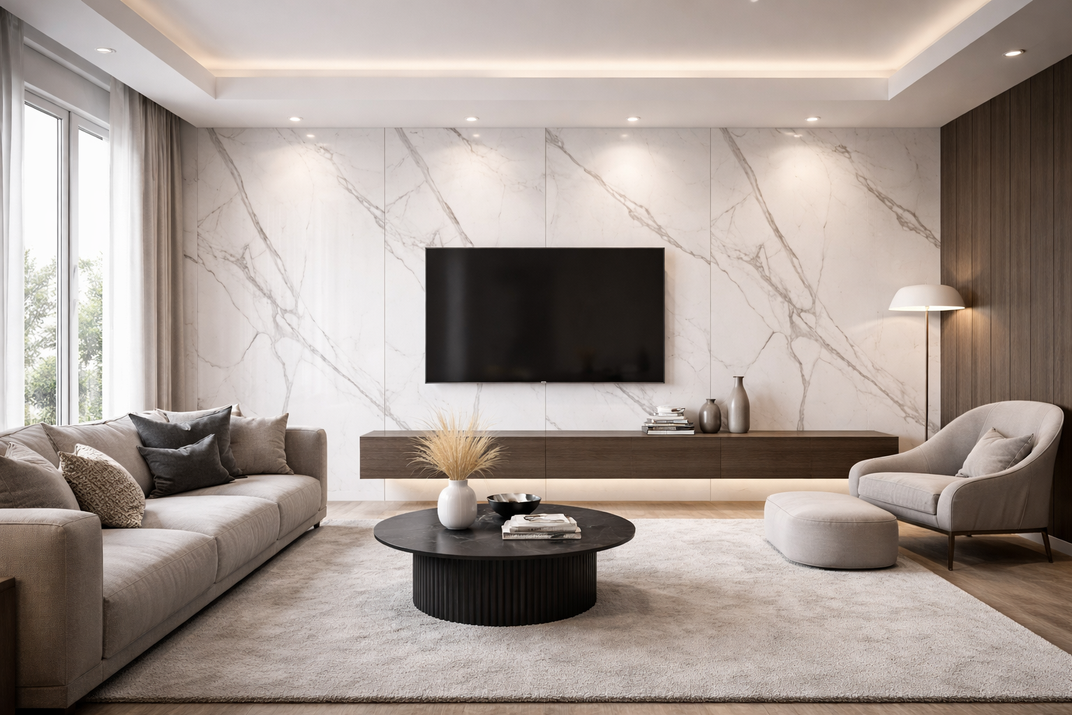 Panel ścienny WPC z wzorem HD - Calacatta Light - 5023 - elevante - Wall Decor