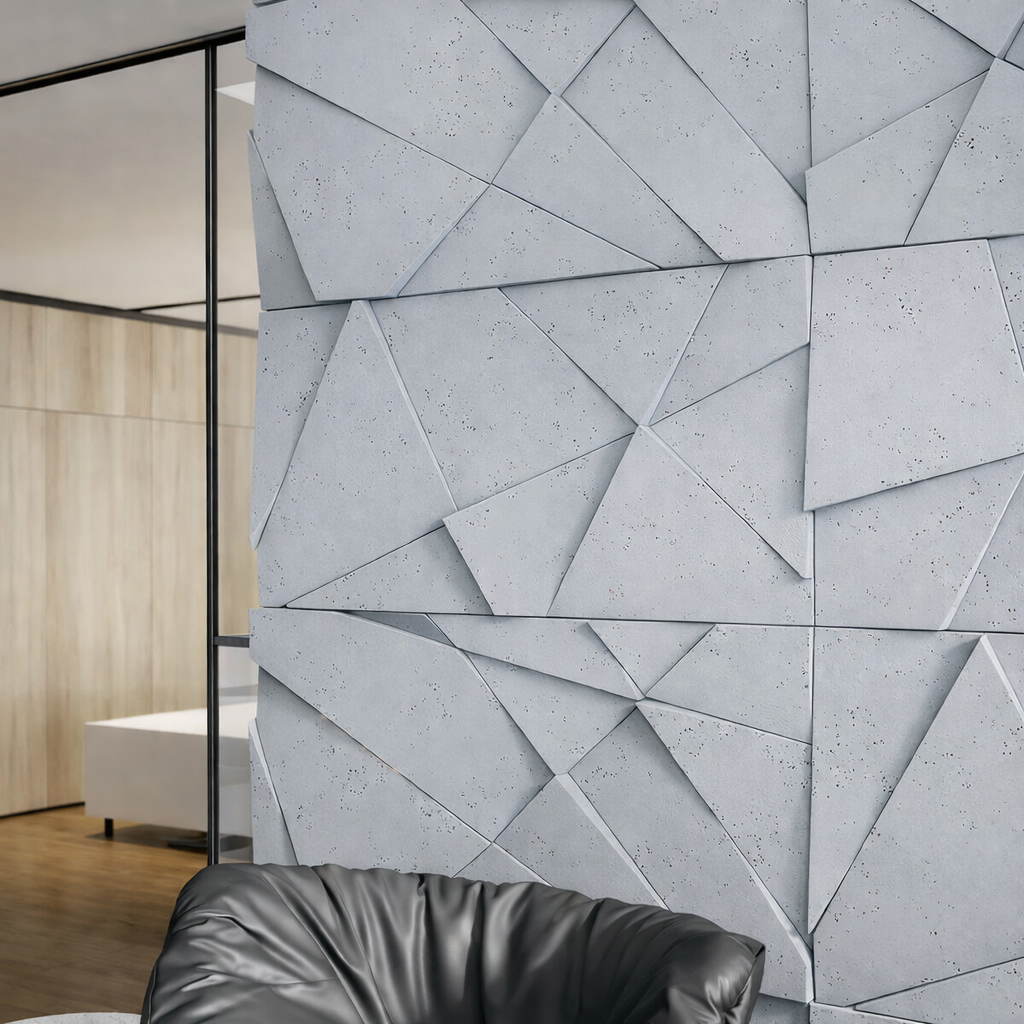 VT – PB05 Geometric Cliff AZURE CL06 – Panel z Betonu Architektonicznego 3D Azure do Nowoczesnych Wnętrz Premium