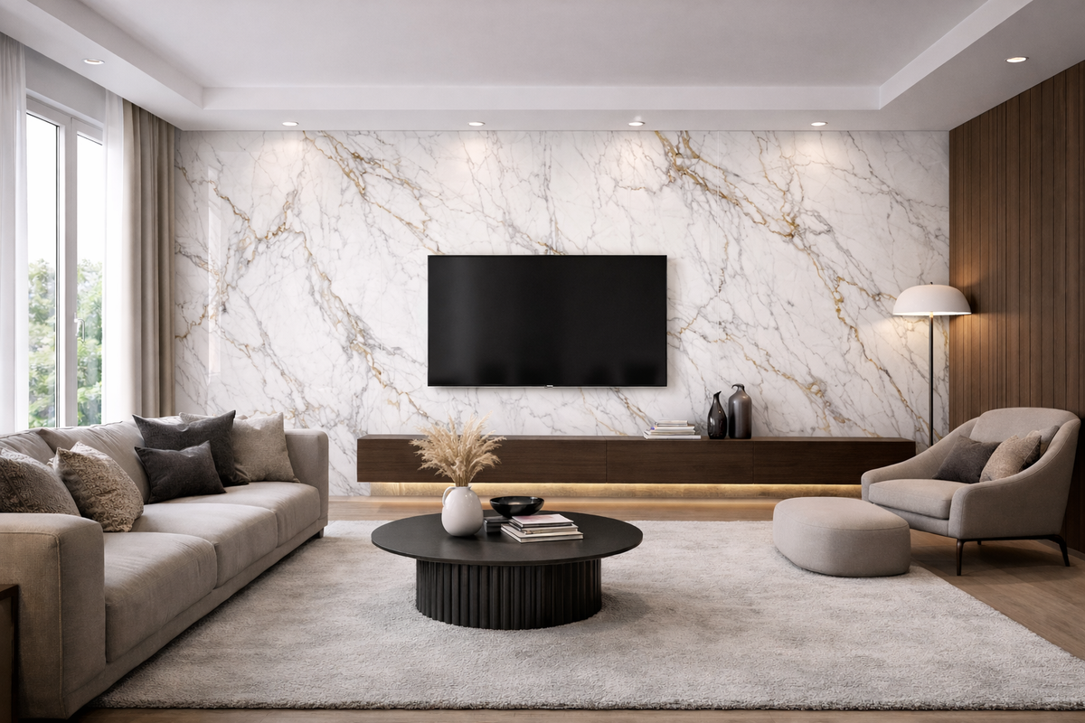 Panel ścienny HD Calacatta Paonazzo 9045 z połyskiem – eleganckie wykończenie wnętrz