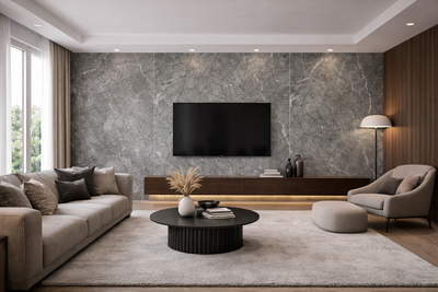 Panel ścienny z wzorem HD – Elegant Grey Limestone 5019 - elevante - Wall Decor