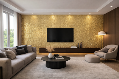 Panel ścienny WPC z wzorem HD – Golden Pixel 953 - elevante - Wall Decor