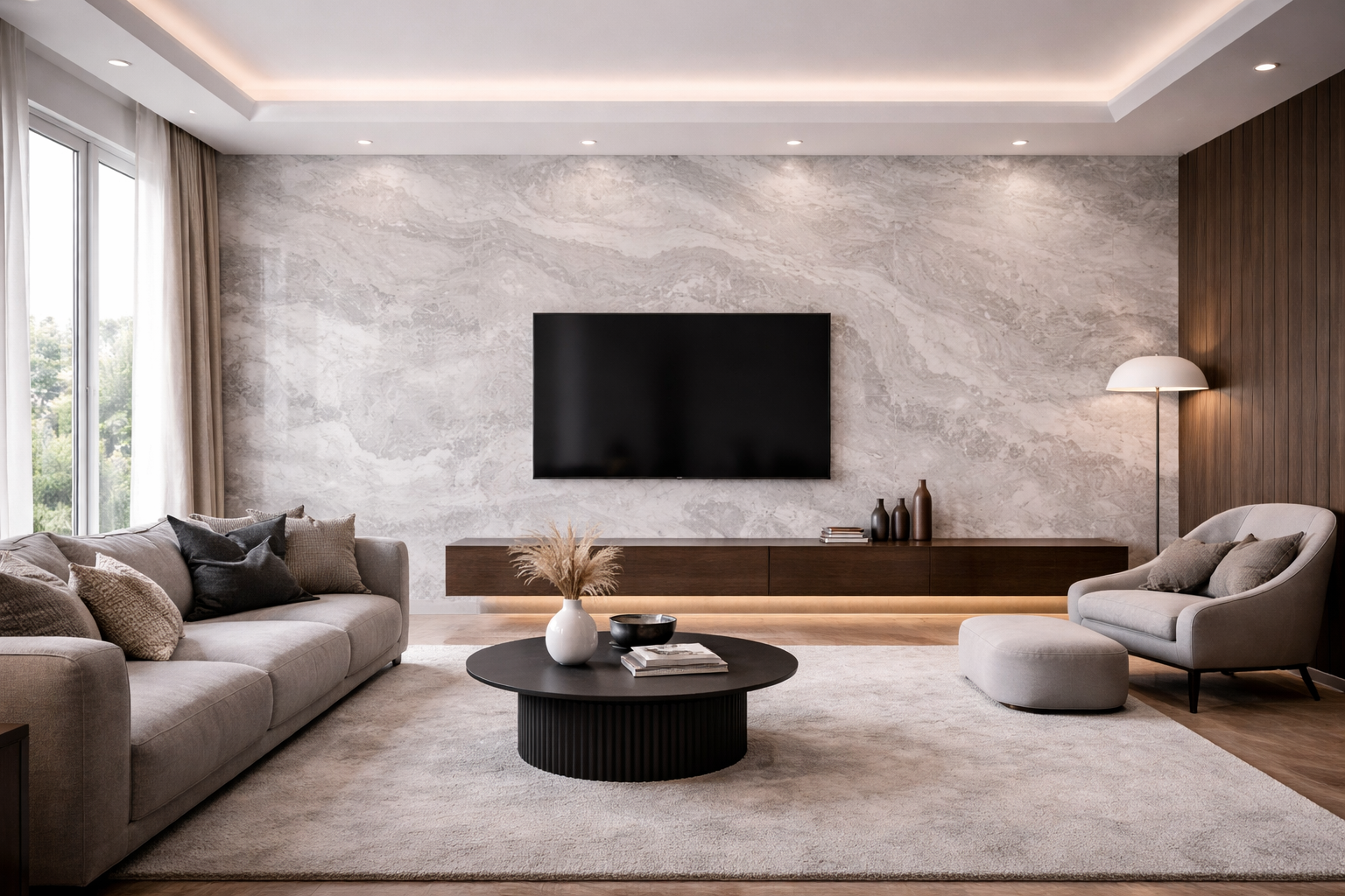 Panel ścienny z wzorem HD – Pearla Marble 5018 - elevante - Wall Decor