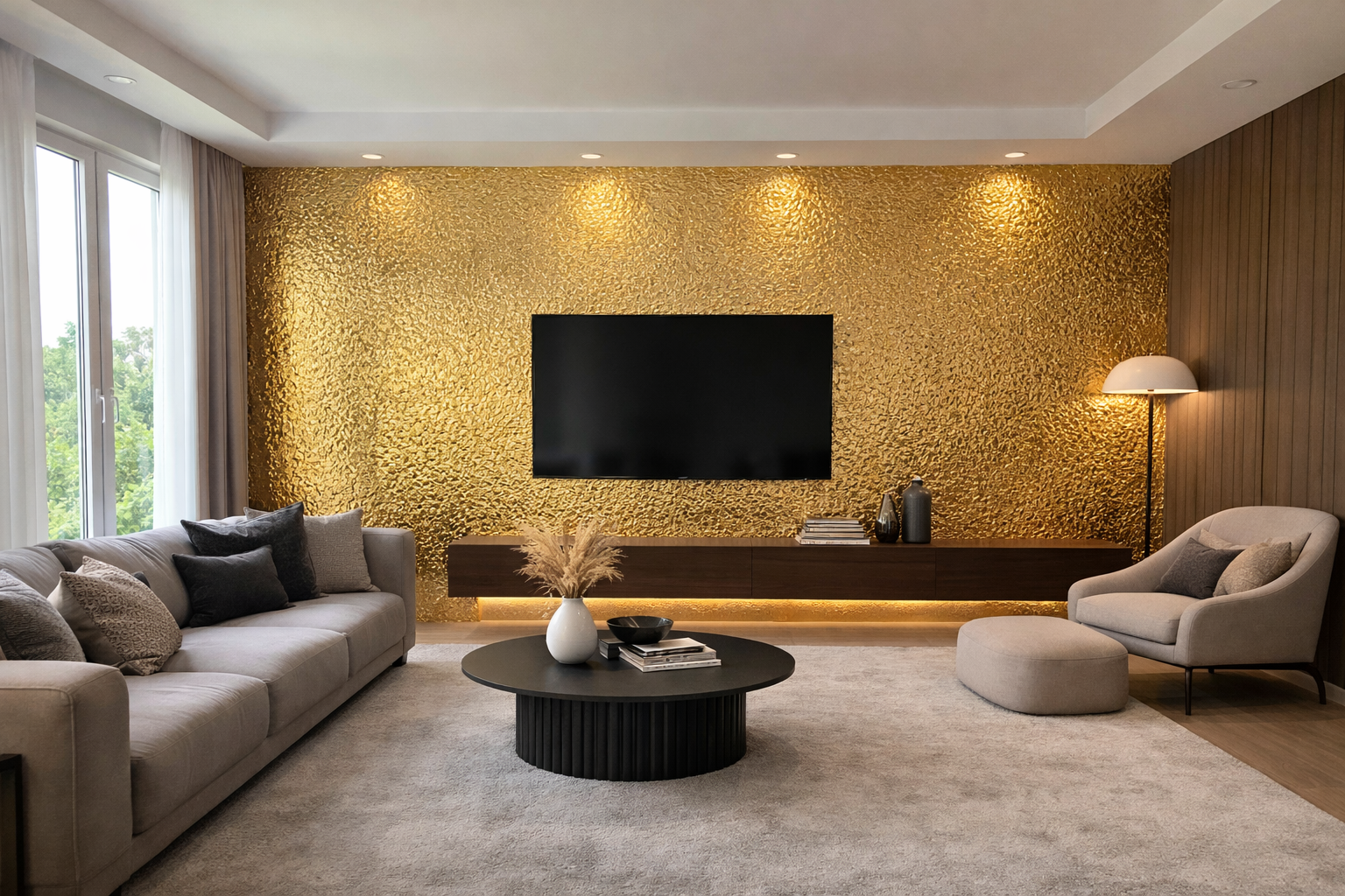 Panel ścienny WPC z wzorem HD – Royal Gold Texture 903 - elevante - Wall Decor