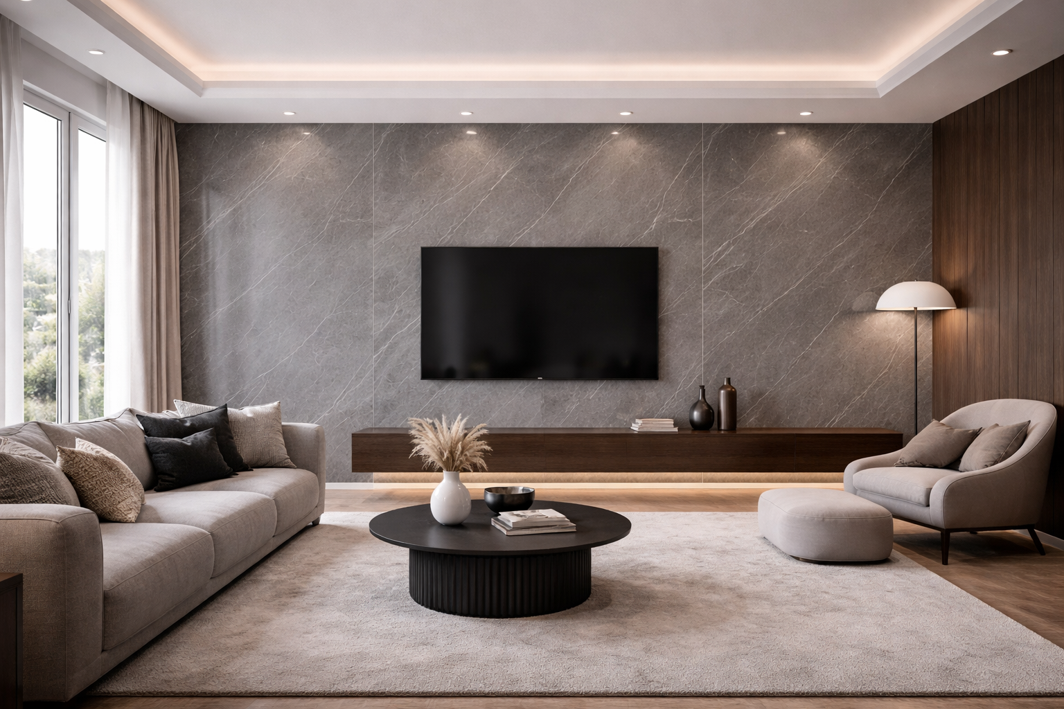 Panel ścienny z wzorem HD – Stone Grey 5004 - elevante - Wall Decor