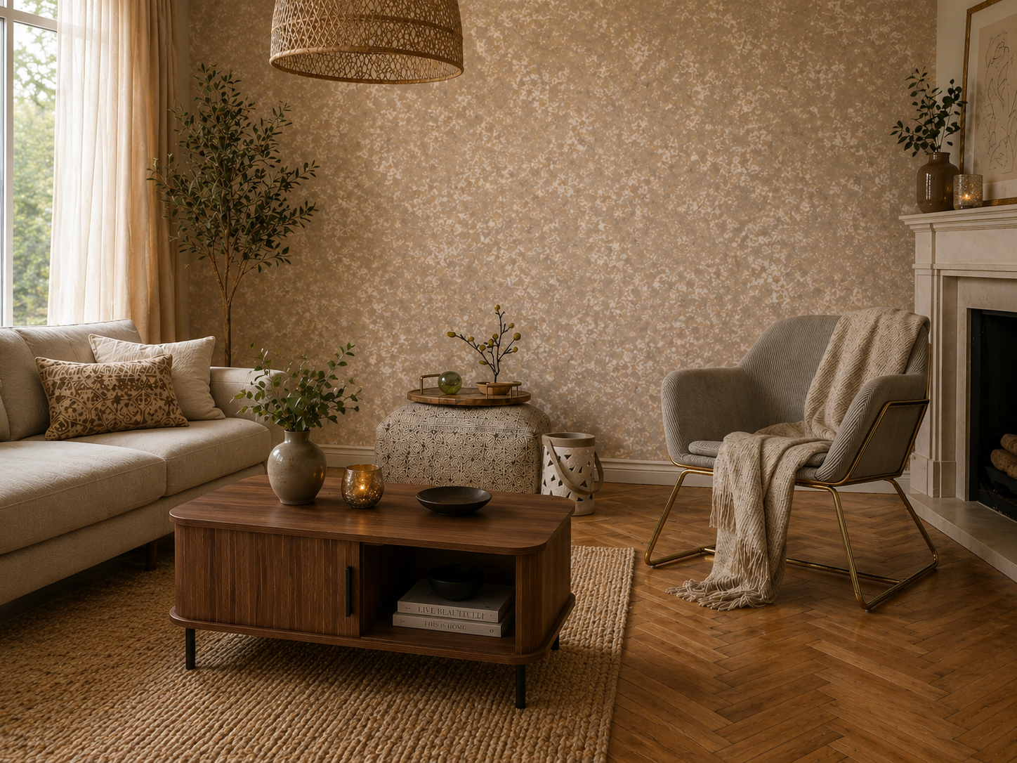Stolik kawowy orzechowy z ryflowanym frontem | Nowoczesny stolik RTV i do salonu Elevante | Wall Decor