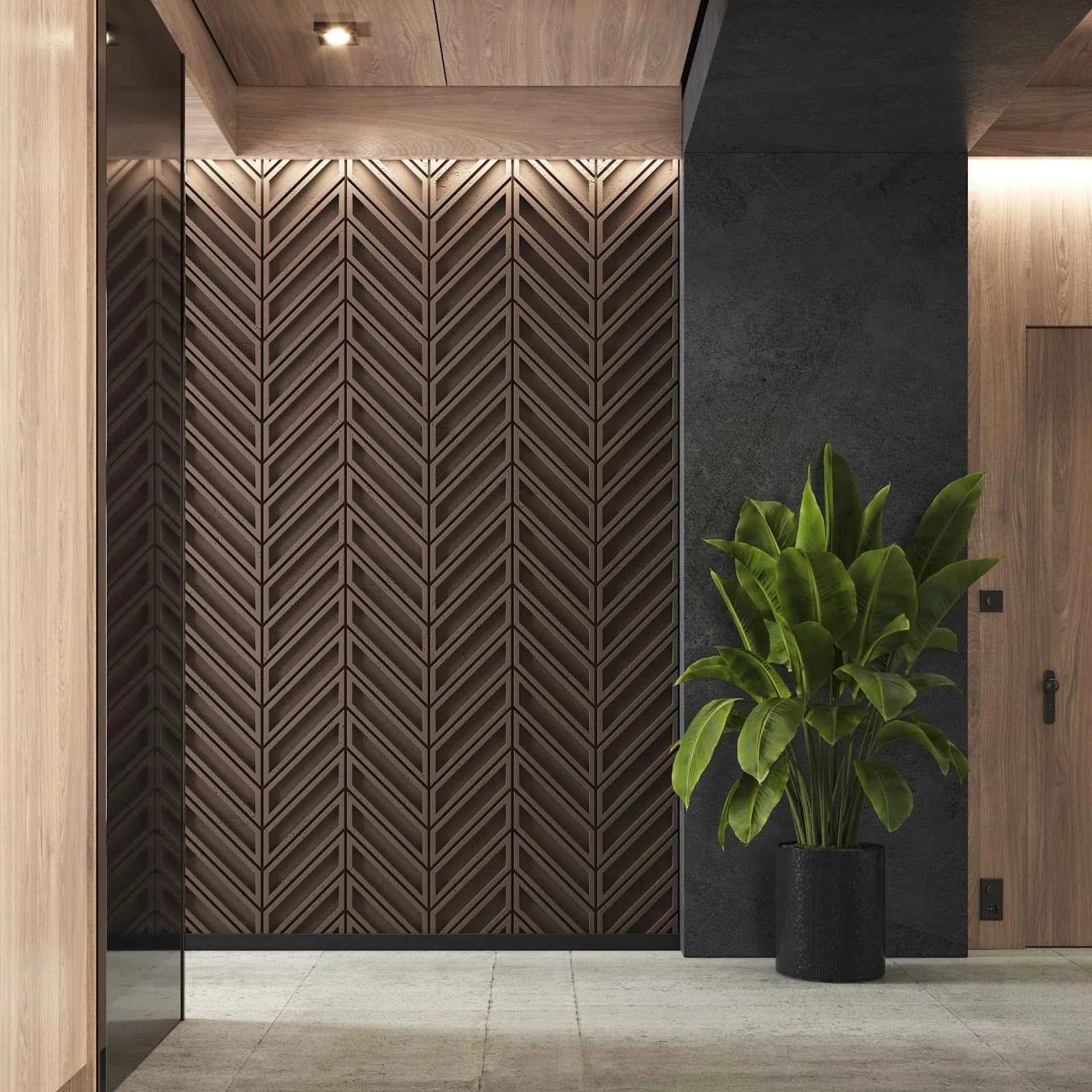 Płyta betonowa 3D Jodełka PB50 CL02 – beton architektoniczny na ścianę