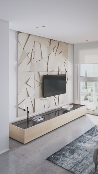 Załaduj wideo: VT - PB05 Geometric Cliff (B0 COTTON) Panel Betonowy 3D z Reliefem Architektonicznym