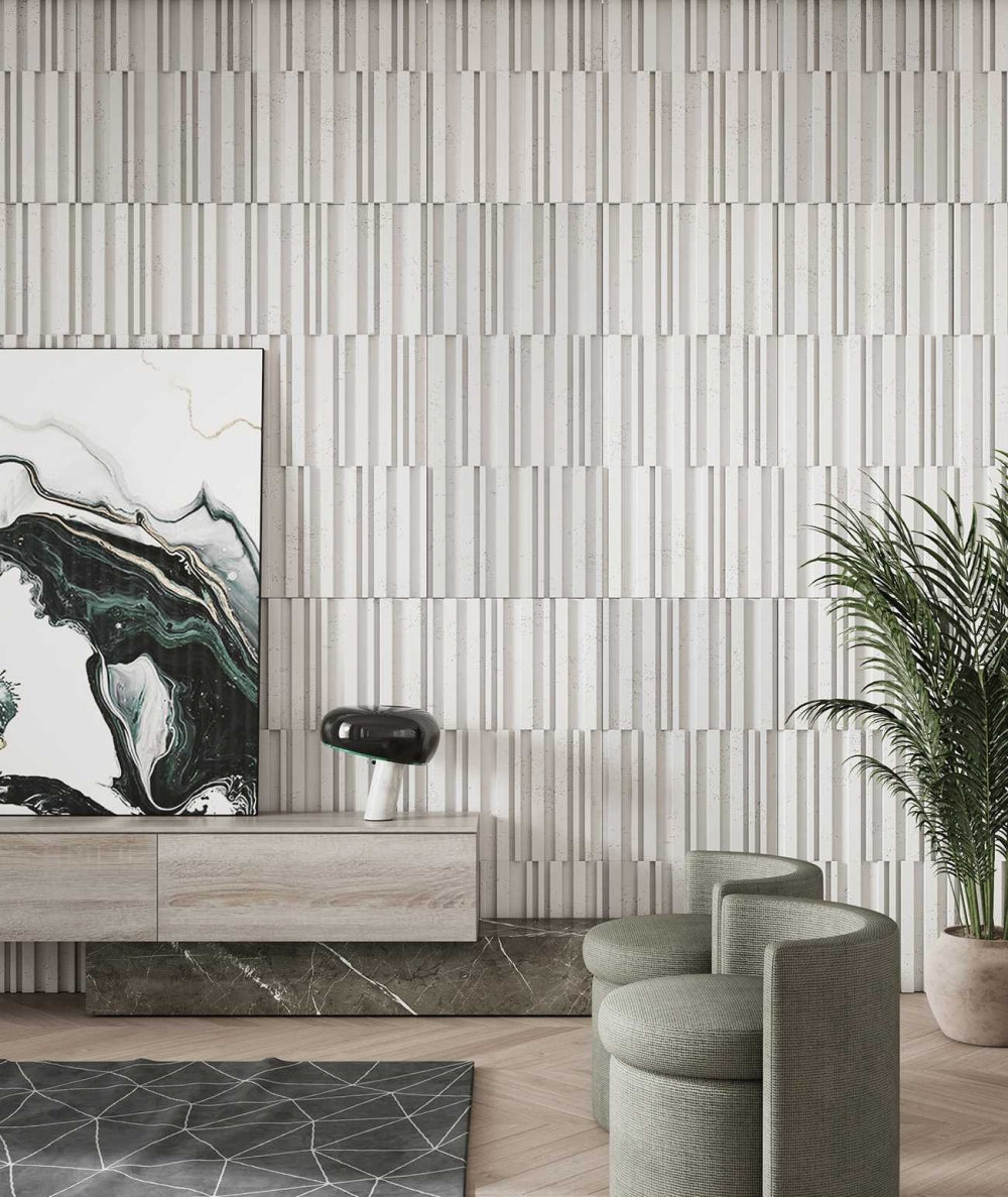 VT - PB42 (B0 Zgaszona biel) LAMEL - Panel dekor 3D beton architektoniczny - elevante - Wall Decor